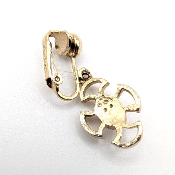 Vtg Avon Celtic Cross Gold Tone Green Stone Pendant and Clip-On Earrings Set VGC - Picture 7 of 9